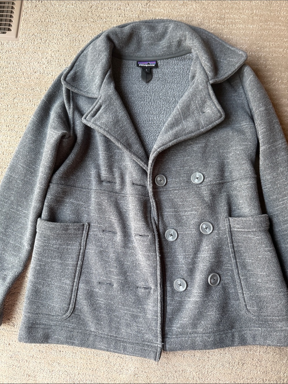 Patagonia Gray Double-Breasted Fleece Jacket